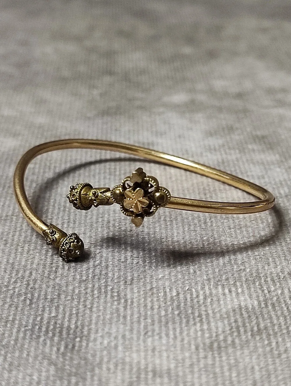 Pulled Pair of Gold Tone Goldtone Victorian Children's Classic Bracelets Vintage